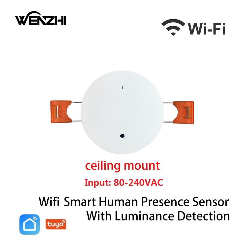 ZigBee Wifi MmWave Датчик присутствия и движения человека с обнаружением освещенности/расстояния 5/110/220В Tuya Smart Life Автоматизация дома