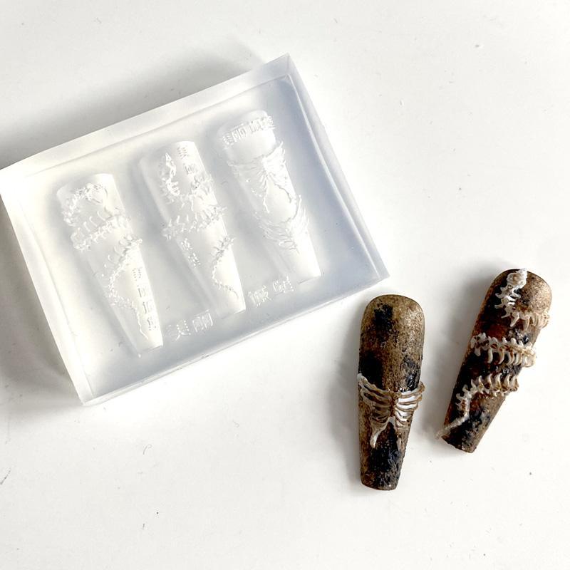 1 шт. 3D форма змеиной кости, аксессуары для украшения ногтей, дизайн своими руками, силиконовые декоративные шаблоны для нейл-арта, форма для ногтей