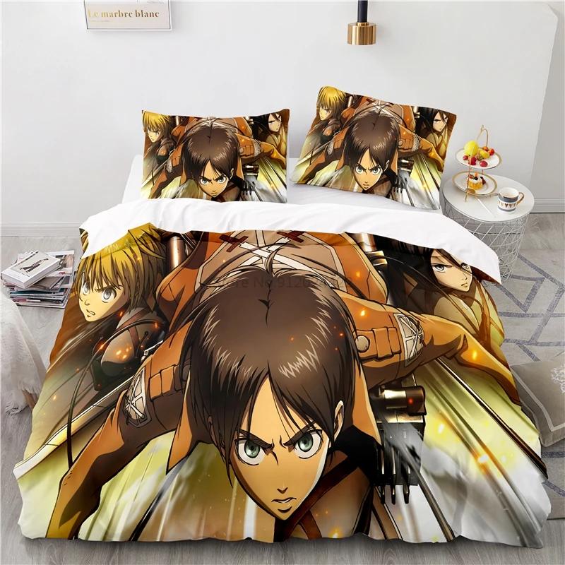 Japan Attack On Titan 3d Duvet Cover Sets Printed Bedding Set Pillowcase Twin Full Queen King Size Linen Bedclothes Dropshipping