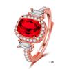 2025 Trend Red Open Diamond Ring Female Light Luxury Full Diamond Imitation Natural Ruby Ring Index Finger Ring
