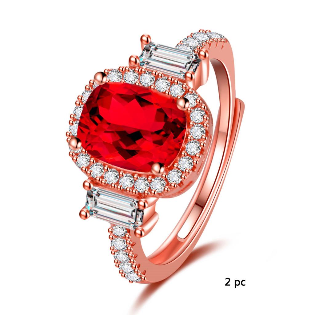 2025 Trend Red Open Diamond Ring Female Light Luxury Full Diamond Imitation Natural Ruby Ring Index Finger Ring
