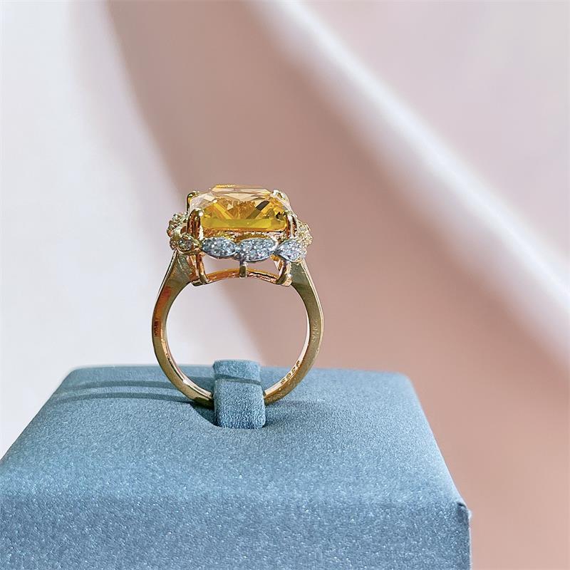 POMOiii Роскошное кольцо для женщин, серебряное кольцо с имитацией топаза, стильные женские обручальные ювелирные украшения