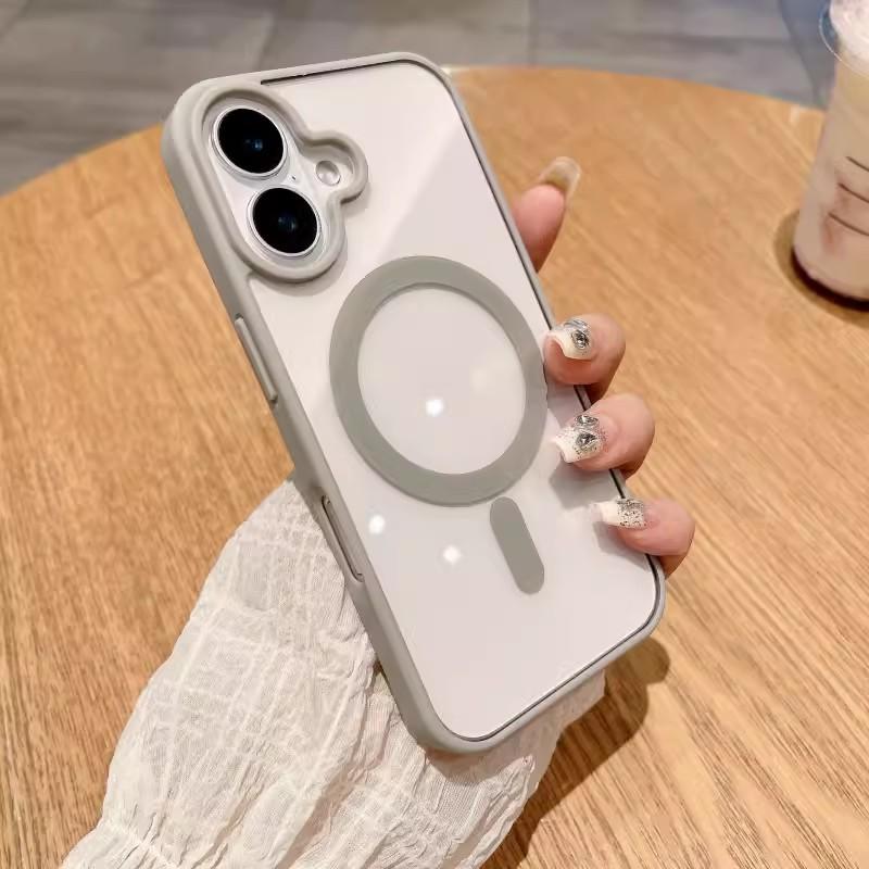 Подходит для iPhone17 Магнитный прозрачный чехол для мобильного телефона Apple 16proMax Официальный Макарон 15 Чехол для защиты от падений