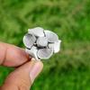 Multi Stone Flower Adjustable Ring 925 Silver Natural Rainbow Moonstone