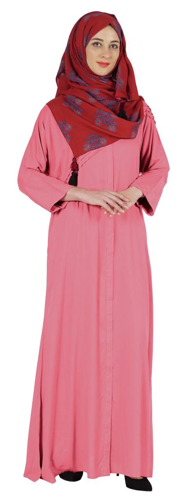 Bimba Islamic Clothes For Women Long Prayer Robe Maxi W Printed Hijab Rayon Abaya Front Button Muslim