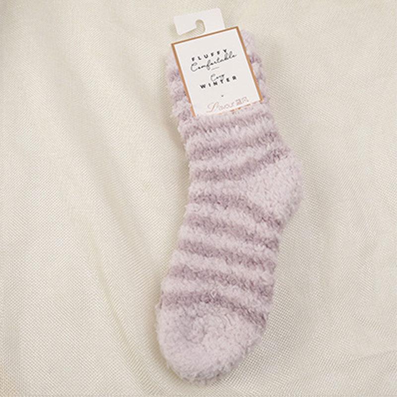 Женские зимние носки для сна с флисовой подкладкой - Утолщенный коралловый флис, Большой размер, Свободная посадка, Плюшевый флис для сна