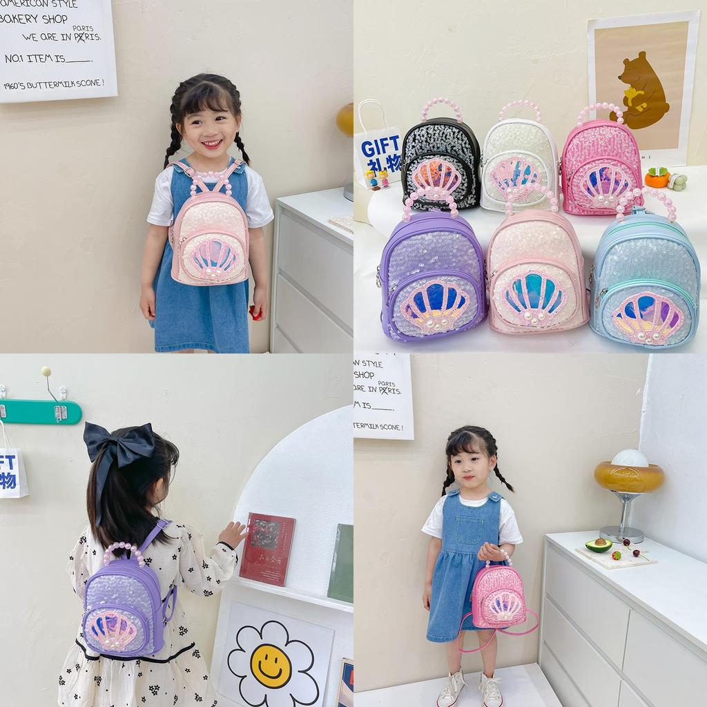 Stylish Cute Korean Princess Children's Sequin Backpack For Girls Aged 1 To 3 Years