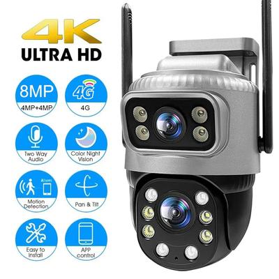 LS VISION 8MP 4K Dual Lens 4G IP-камера Монитор наружного наблюдения Умный дом Ночное видение Автоматическое отслеживание CCTV Безопасность Защита