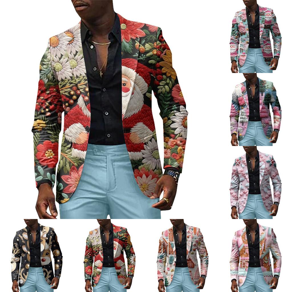 Unisex Winter Christmas Prints Suit Jackets Unisex Casual Fashion Button Jackets