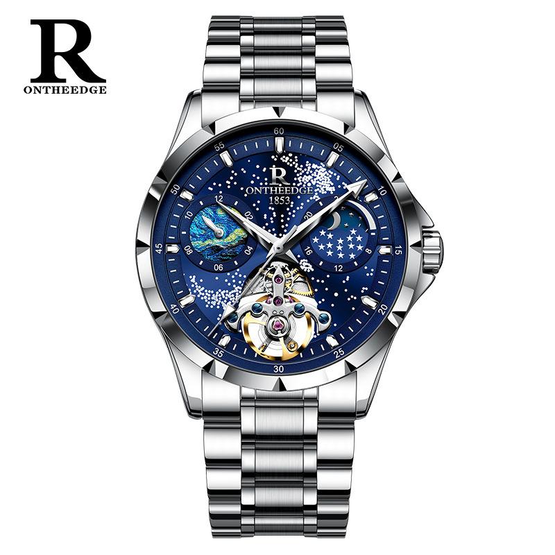 ONTHEEDGE Full Star Men's Business Watch Automatic Hollow Mechanical Watch Luminous Waterproof