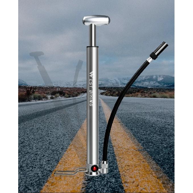 WEST BIKING 140psi High-pressure Bike Pump with Gauge for Fork Hand Cycling Tire Inflator Schrader Presta Valve Bicycle Pump
