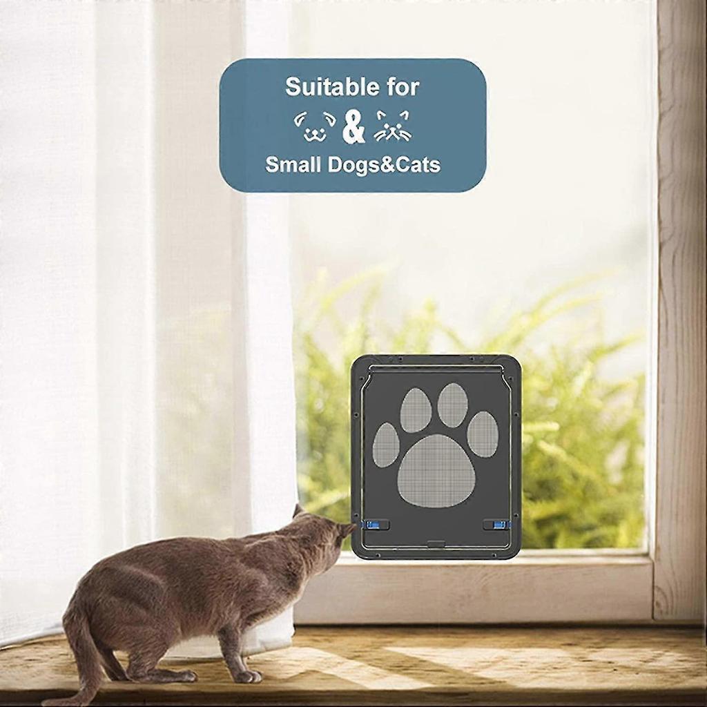 Pet Door Screen Door Sliding Dog Door Lockable Cat Door Magnetic Automatic Closing Doggy Screen Door