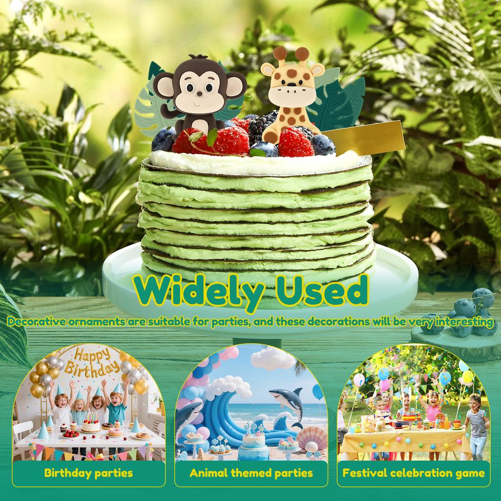 Топпер для торта Животные Сафари в джунглях Лев Жираф Обезьяна Слон для украшения торта на детский праздник, праздник, день рождения, милый подарок