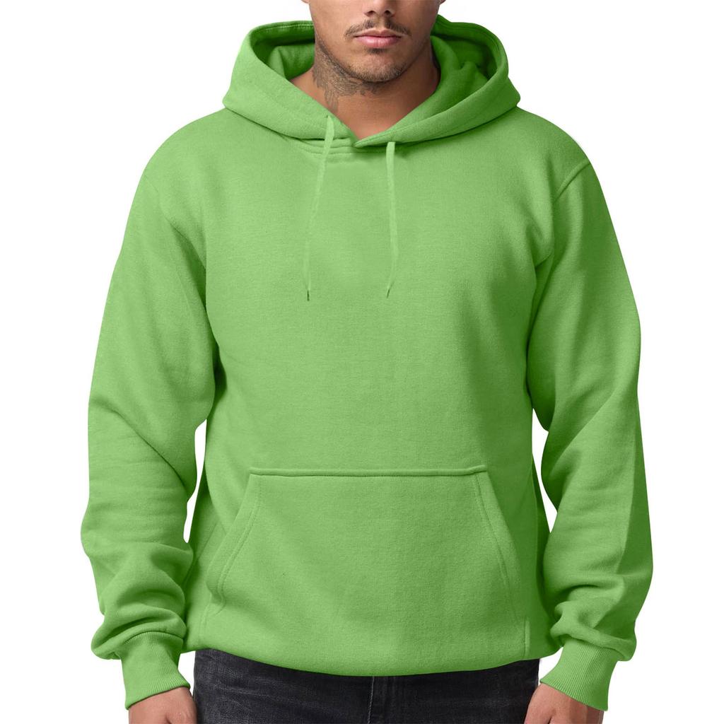Men's Solid Color Fleece Hoodie Long Sleeve Pocket Loose Hoodie Top