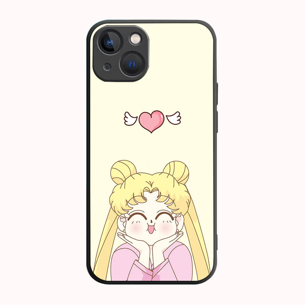 B-1 Милый черный чехол Sailor Moon для Redmi 10A 10C 12C 13C 9A 9C 9T A3X Note 10 9 9S 10S iPhone 11 12 13 14 15 16 X XS Pro Max Mini 7 8 Plus XR