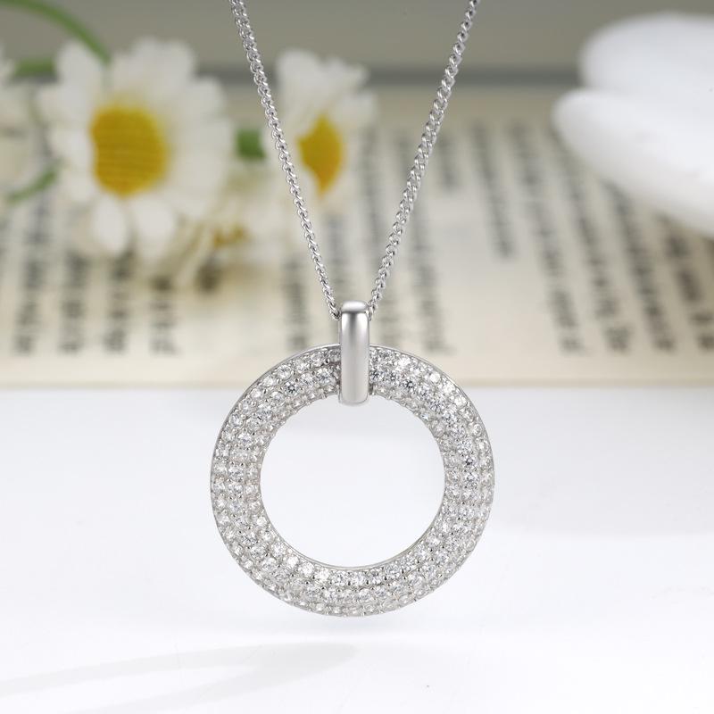 S925 Silver Women's Geometric Zircon Pendant Necklace