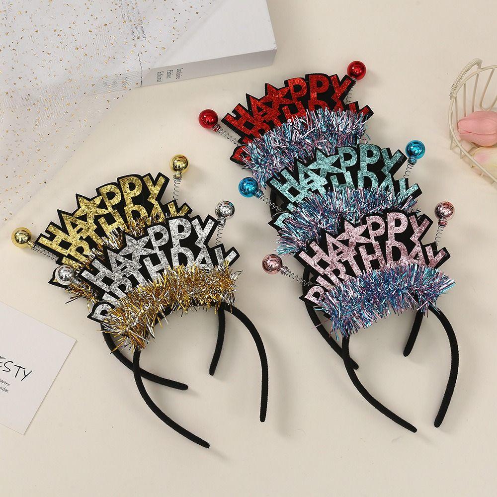 Plastic Ball LED Light Hair Hoop Letter Children Birthday Hair Bands Happy Birthday Headband  Girls