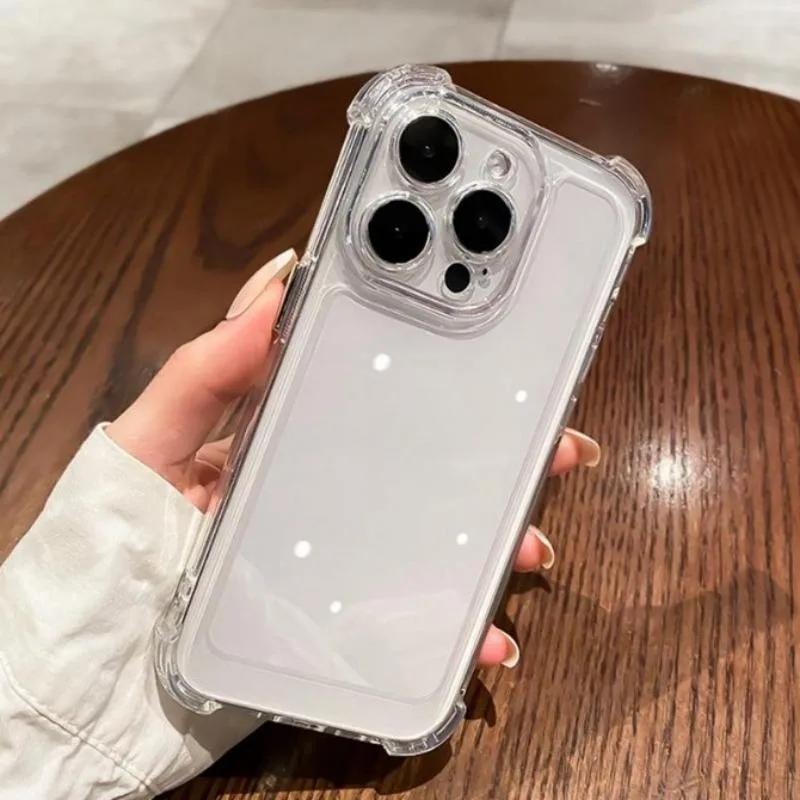 Роскошный ударопрочный прозрачный чехол для телефона для iPhone 16 15 14 13 12 11 Pro Max XR Plus Силиконовый бампер Прозрачная жесткая задняя крышка