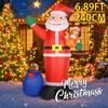 6.89FT With LED Light Xmas Inflatable Santa Claus Toy Yard Lawn Party Decor Home Decor Ornaments Supplies Christmas Holiday Gift