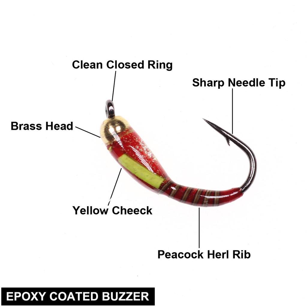 40 шт. латунная голова павлина Herl Buzzer Fly Ice Fishing приманка для ловли нахлыстом нимфа личинка для форели, окуня, синежабрной рыбалки