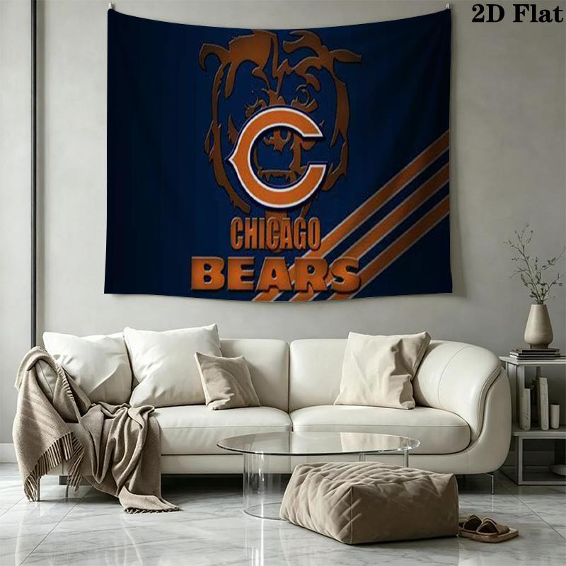 Chicago Bears Wall Tapestry Aesthetic Wall Hanging Printed Fabric Blanket Decorative Tapestries for Bedroom Living Room Home Decor