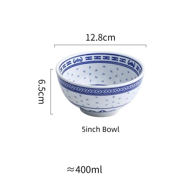 Набор пиал с драконами из сине-белого фарфора – Керамические тарелки для риса и супа с лапшой, подглазурная роспись