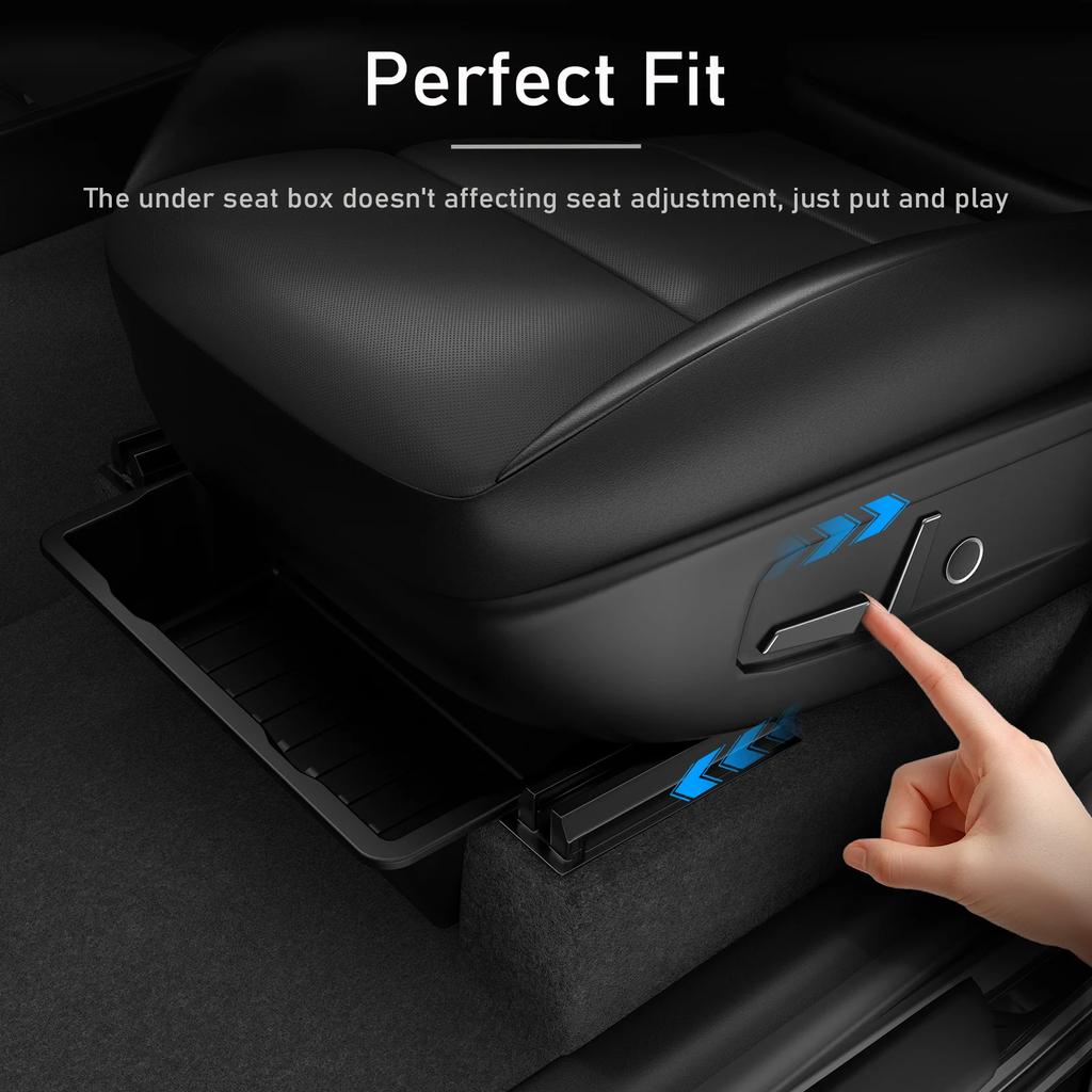 Underseat Storage Box for Tesla Model Y Juniper 2025 Seats Drawer Tray Push Pull Center Console Organizer Interior Accessories