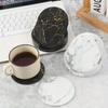 6pcs Marble Coaster Artificial Leather 10cm Oil and Water Resistant Heat Resistant with Base Double Sided Leather Coffee Coasters