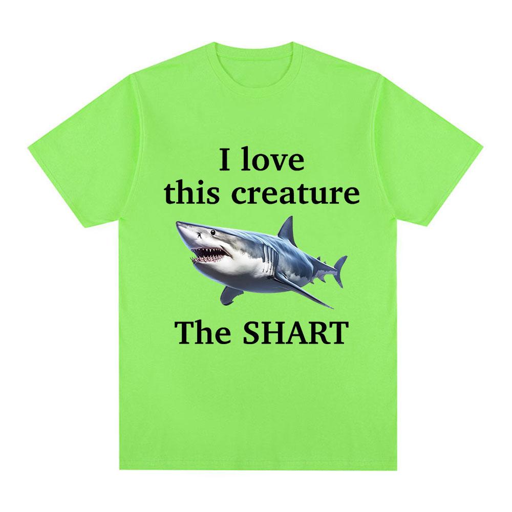 I Love This Creature The Shart Shark Funny Meme T Shirts Men Fashion Short Sleeve T-shirts Cotton Oversized Short Sleeve T-shirt
