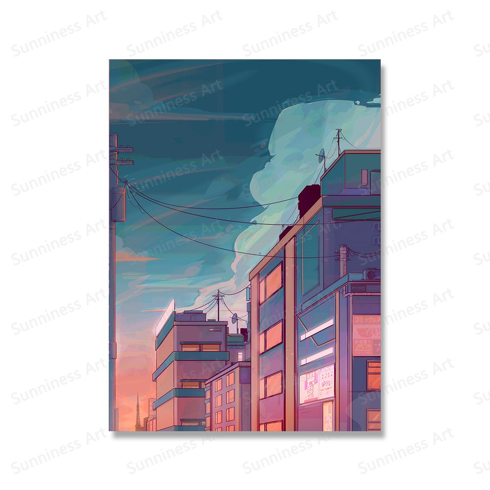Плакаты с комиксами Киото, прогулка по городу, городские принты, мультяшный японский вид, уличный пейзаж, живопись, настенные художественные фотографии для декора гостиной