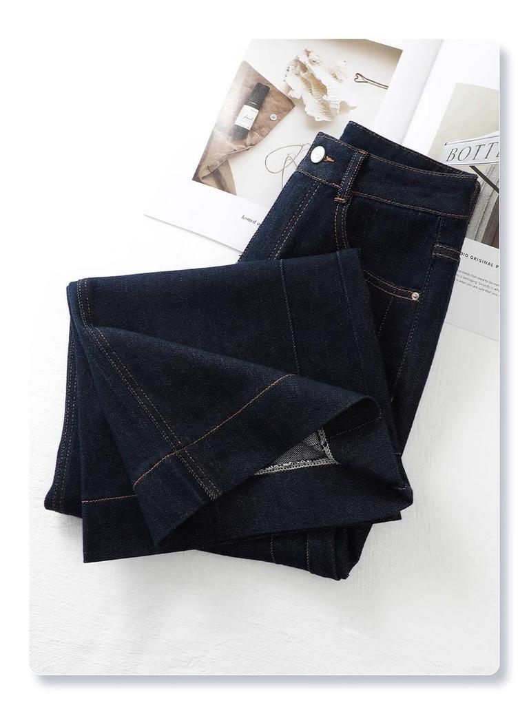 Women's Spring & Autumn 2024 Wide-Leg Jeans: Loose, Slimming, Floor-Length Straight Pants for Petite Figures