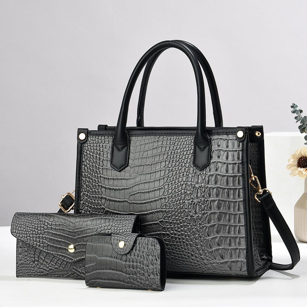 Новая высококачественная сумка для мамы с крокодиловым узором, комплект из трех предметов, модная и стильная сумка большой вместимости, универсальная, через плечо
