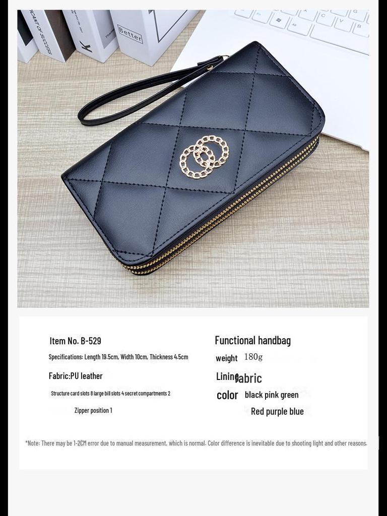 Женский длинный кошелек с двойной молнией: Вместительный клатч и сумка для мобильного телефона