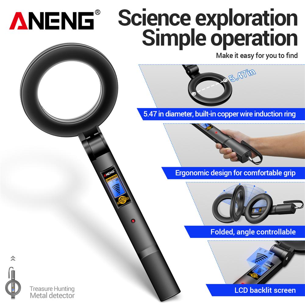 Новый высокоточный ручной металлоискатель ANENG DM3005B для поиска под землей, быстрый датчик, звуковой сигнал, вибрационный сигнал, складной тестовый инструмент, цифровой дисплей