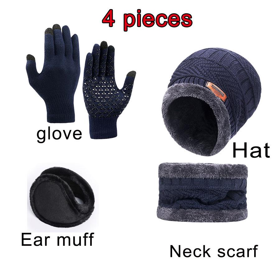 Knitted Woolen Winter Hat, Scarf & Touchscreen Gloves Set