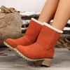 Faux Suede Thick Heels Snow Boots Women Winter Plus Size Short Plush Ankle Boots Woman  New Velvet Warm Short Booties Mujer