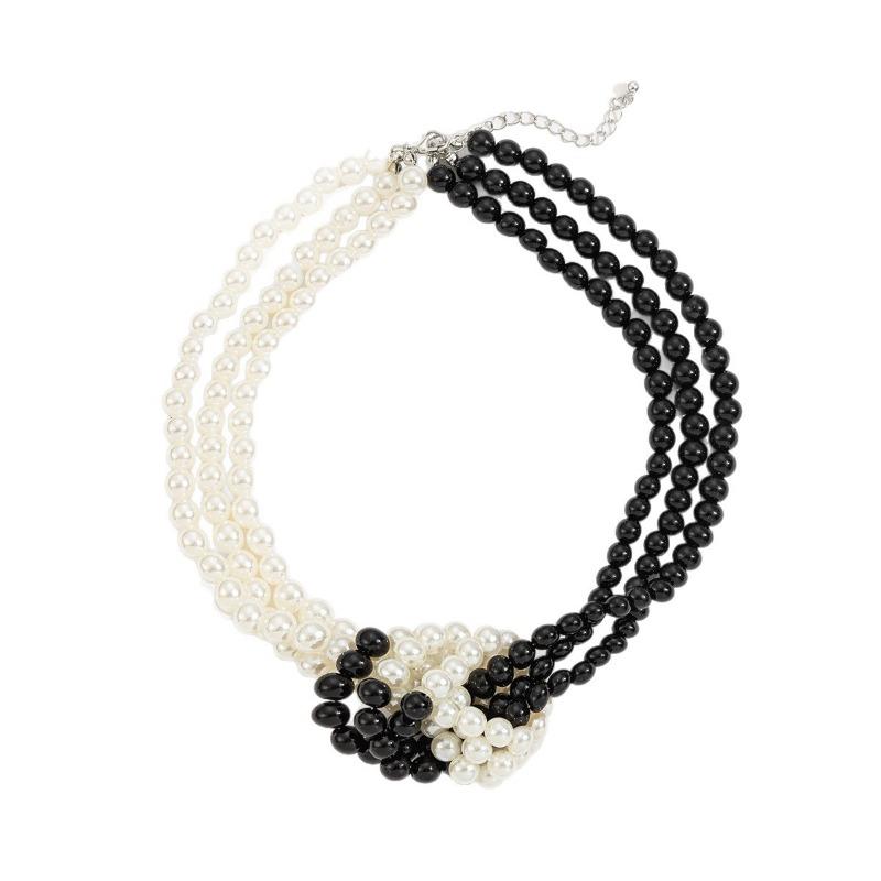 Многослойное ожерелье из искусственного жемчуга, модные литературные и ретро черно-белые украшения, женский воротник высокого класса