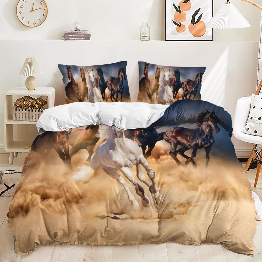 Комплект постельного белья для дома с 3D животным узором, пододеяльник для лошади или овцы, комплект постельного белья для комнаты для мальчиков, DE135 * 200, полноразмерная односпальная/двуспальная кровать, мягкое украшение для дома