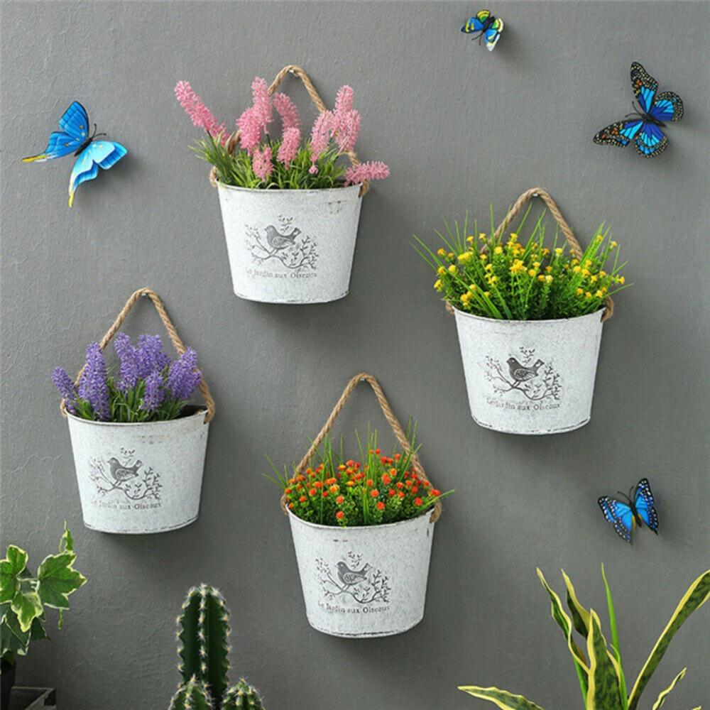 Semicircle Vintage Wall Mounted Iron Flower Pot Flower Basket Hanging Baskets Flower Vase