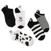 Black White Cute Cartoon Super Thin Women's Socks Boat Socks Striped Cow Socks Ankle Short Socks