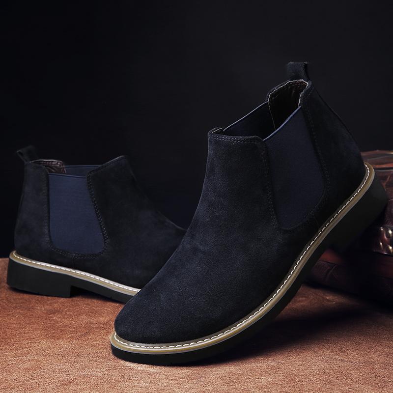 Натуральная кожа мужская высококачественная повседневная обувь с высоким верхом, ботильоны, осень 38~46, мужские ботинки челси, ретро, удобные, мода 2024 года