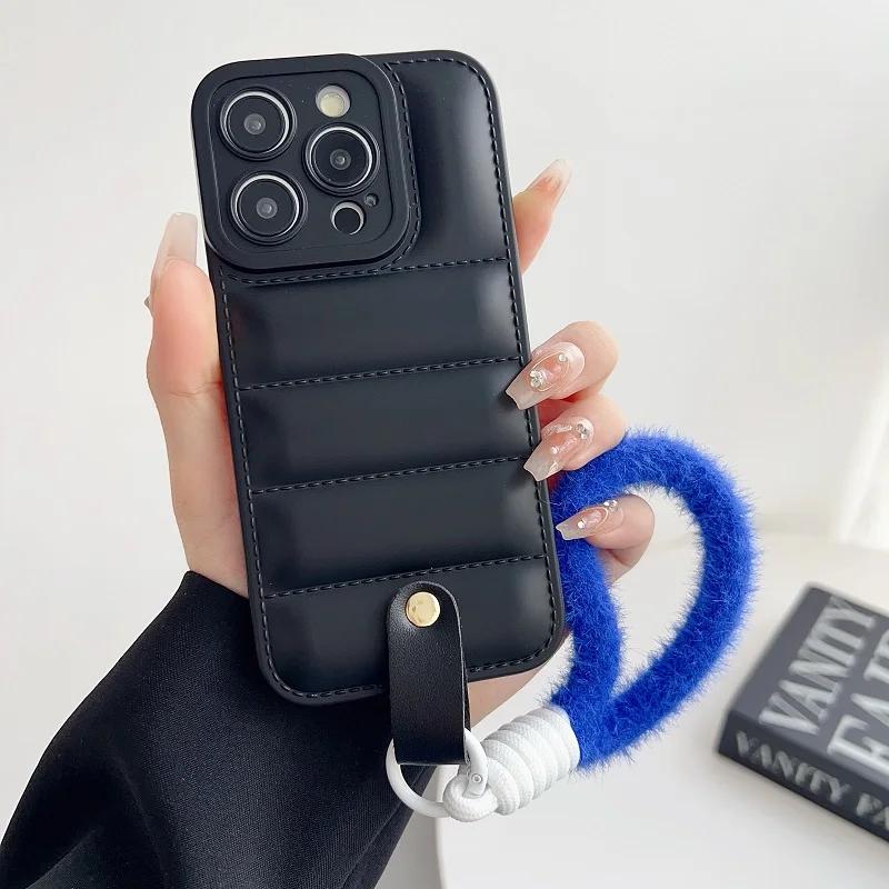 Модный пуховик Чехол для телефона Для IPhone 16 Pro 15 14 13 12 Pro Max 11 Pro X XS Max Мягкий с защитой шнурком Задняя крышка