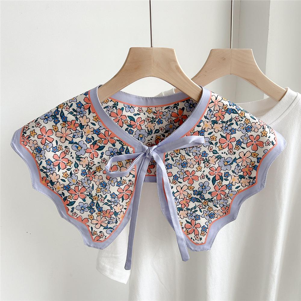 Beautiful Flower Sunscreen Shawl Scarf Decoration Fake Detachable Collar Protect Neck Shoulder Women Girl Dress Accessories