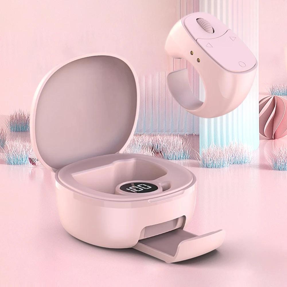 Fingertip Remote Control Bluetooth-Compatible 5.3 Scrolling Ring Multi-Function Selfie Button Digital Display for Outdoor Travel