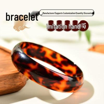 Высококлассный браслет-бенгл из черепаховой смолы с леопардовым принтом