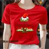 Ladies' Christmas Element Pattern Printed T-shirt - Short Sleeve Round Neck Casual Top