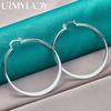 URMYLADY 925 Sterling Silver 55mm Round Flat Earrings For Women Wedding Party Charm Jewelry