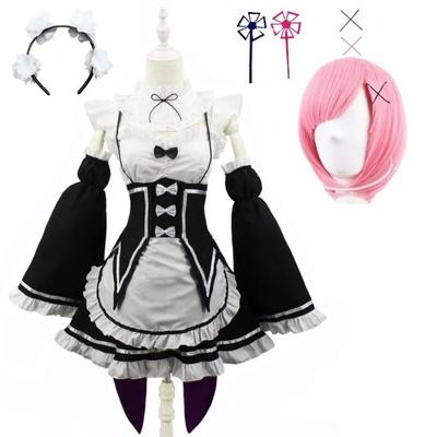Аниме Ram Rem Lolita Maid Костюмы для косплея Vestido Re:Zero Kara Hajimeru Isekai Seikatsu костюмы на Хэллоуин для женщин платье Лоли