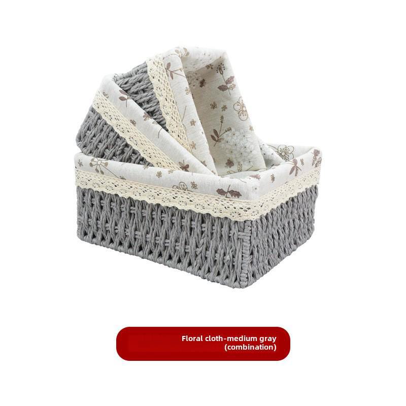 Корзина для хранения закусок, игрушек и всякой всячины, сплетенная из ротанговой бумаги