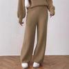 Тканые Осенне-зимние Шерстяные Брюки Повседневные Прямые Широкие Штанины Средне-высокая Посадка Теплые Брюки